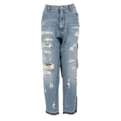 Dolce & Gabbana Blue Denim Crop Distressed Jeans Size XXXL