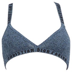 Dior Blue J'adior Embroidered Logo Bralette Top Size S