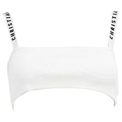 Dior White J'adior Embroidered Logo Bralette Top Size S