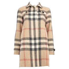 Burberry Beige Wool Nova Check Mid-Length Coat Size XS
