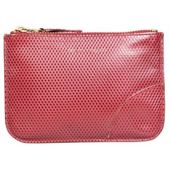 Comme Des Garcons Burgundy Embossed Leather Pouch