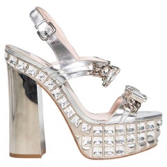 Miu Miu Silver Sandali con plateau di cristallo Taglia IT 36