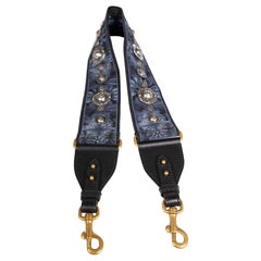 Dior Navy Jacquard Floral Studded Bag Strap
