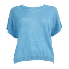 Max Mara Weekend Max Mara Blue Knitted Short Sleeve Top Size M