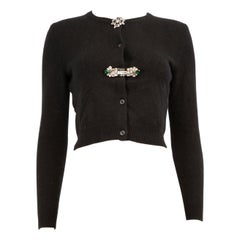 Miu Miu F/W 2020-2021 Cardigan en cachemire noir avec boutons en cristal Taille XS