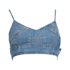 Loewe Paula's Ibiza x Loewe Blue Denim Cropped Top Size XS