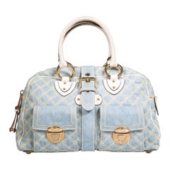 Marc Jacobs Blue Denim Quilted Bowler Bag