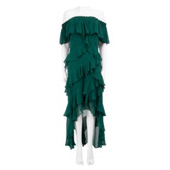 Badgley Mischka Vestido verde de volantes con volantes y tirantes en la talla XXL