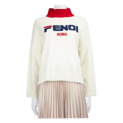 Fendi White Wool Turtleneck Jumper Size S