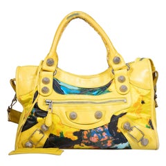 Balenciaga Yellow Leather Floral 21 City Tote