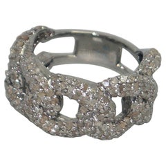 Anello con pave di diamanti naturali certificati in argento sterling, anello nuziale con link di dichiarazione.