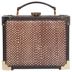 Aspinal of London Brown Snakeskin Leather Trunk Top-Handle