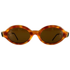 MOSCHINO Gold Green Red Tortoiseshell Jeweled Sunglasses