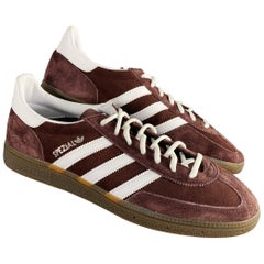 ADIDAS Größe 12 Brown Weiß Solid Leder Lace-Up Turnschuhe