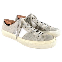 TOM FORD Größe 10 Graue Taupe Wildleder-Sneakers mit Schnürung