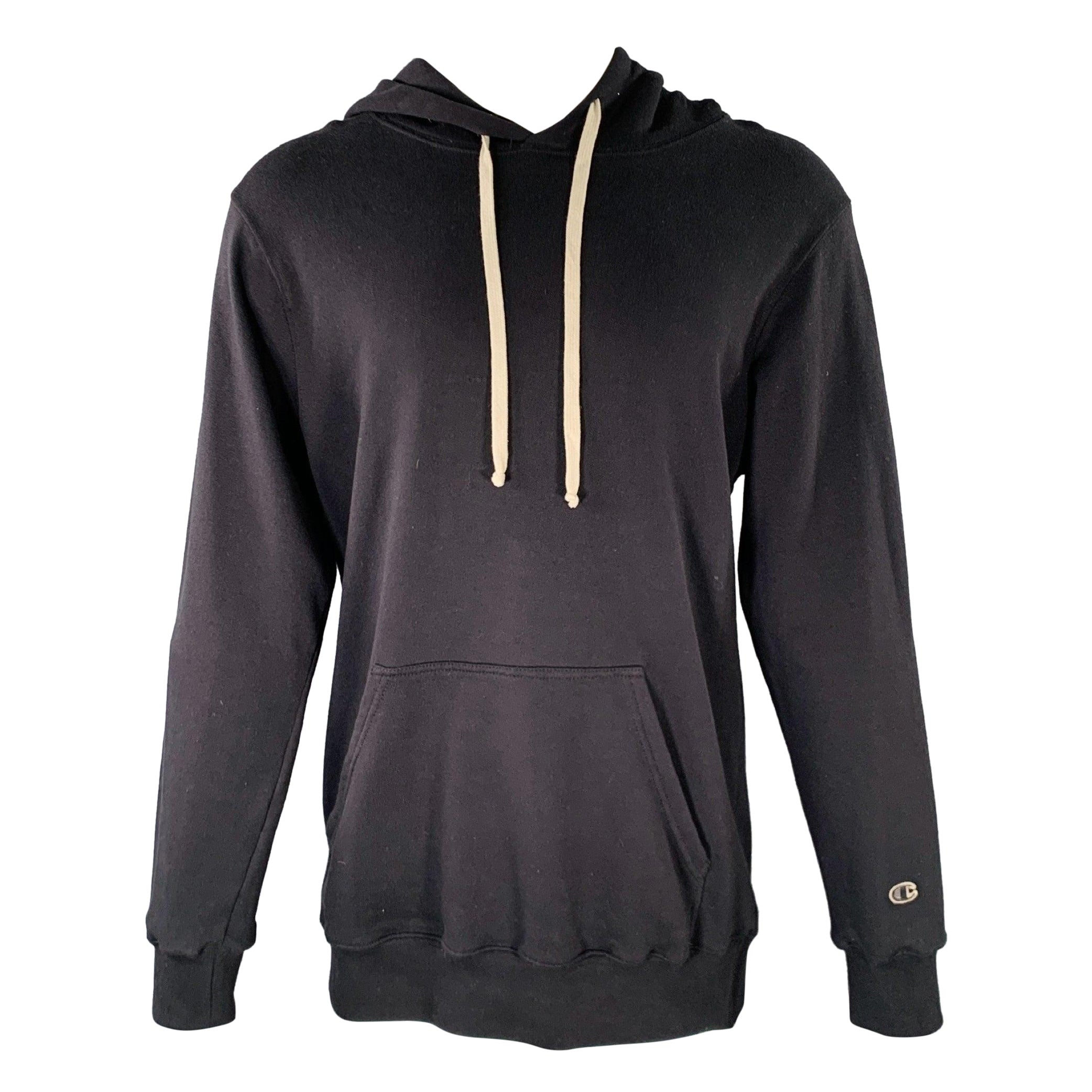 RICK OWENS Size S Black Cotton Polyester Hoodie Sweatshirt For Sale