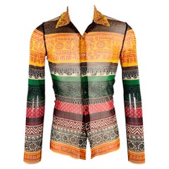 JEAN PAUL GAULTIER Size M Multi Color Print Polyamide Mesh Long Sleeve Shirt