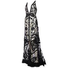 Antique Victorian Silk Net Lace Gown