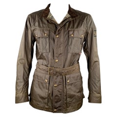 BELSTAFF Talla 44 -Trialmaster- Chaqueta con cinturón de algodón encerado color oliva