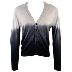 For Saks Fifth Avenue Taglia M Cardigan in cotone grigio antracite con scollo a V M.I.I.