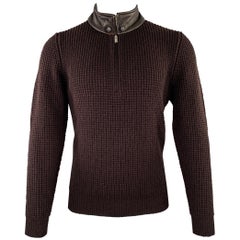 ERMENEGILDO ZEGNA Größe M Brown Knit Cashmere 1/4 Zip Sweater