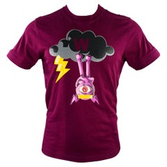 WALTER VAN BEIRENDONCK Maglietta in cotone con ricamo viola taglia S