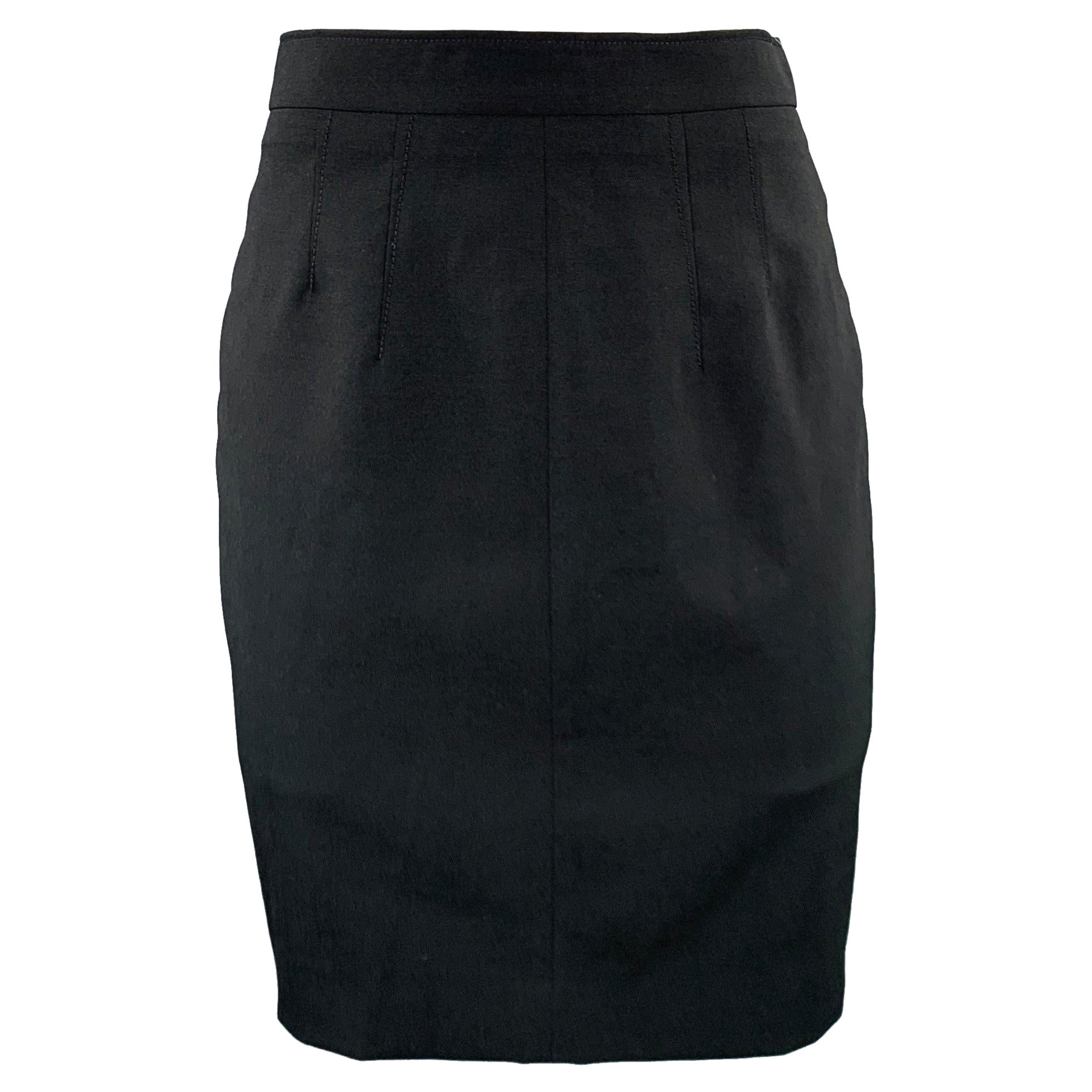 ROBERTO CAVALLI Size S Black Wool Blend Pencil Skirt For Sale