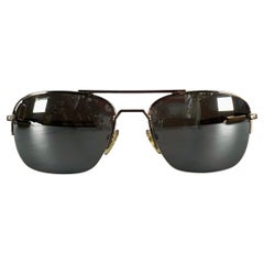 JOHN VARVATOS Silver Gunmetal Metal Aviator Sunglasses