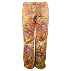 ETRO Taille 14 Casual Pantalon plat sur le devant en coton multicolore à motif cachemire