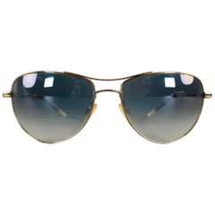 OLIVER PEOPLES -Commander- Silver Grey Metal Aviator Sunglasses