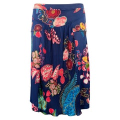 Etro taglia 6 Gonna plissettata in poliestere multicolore navy