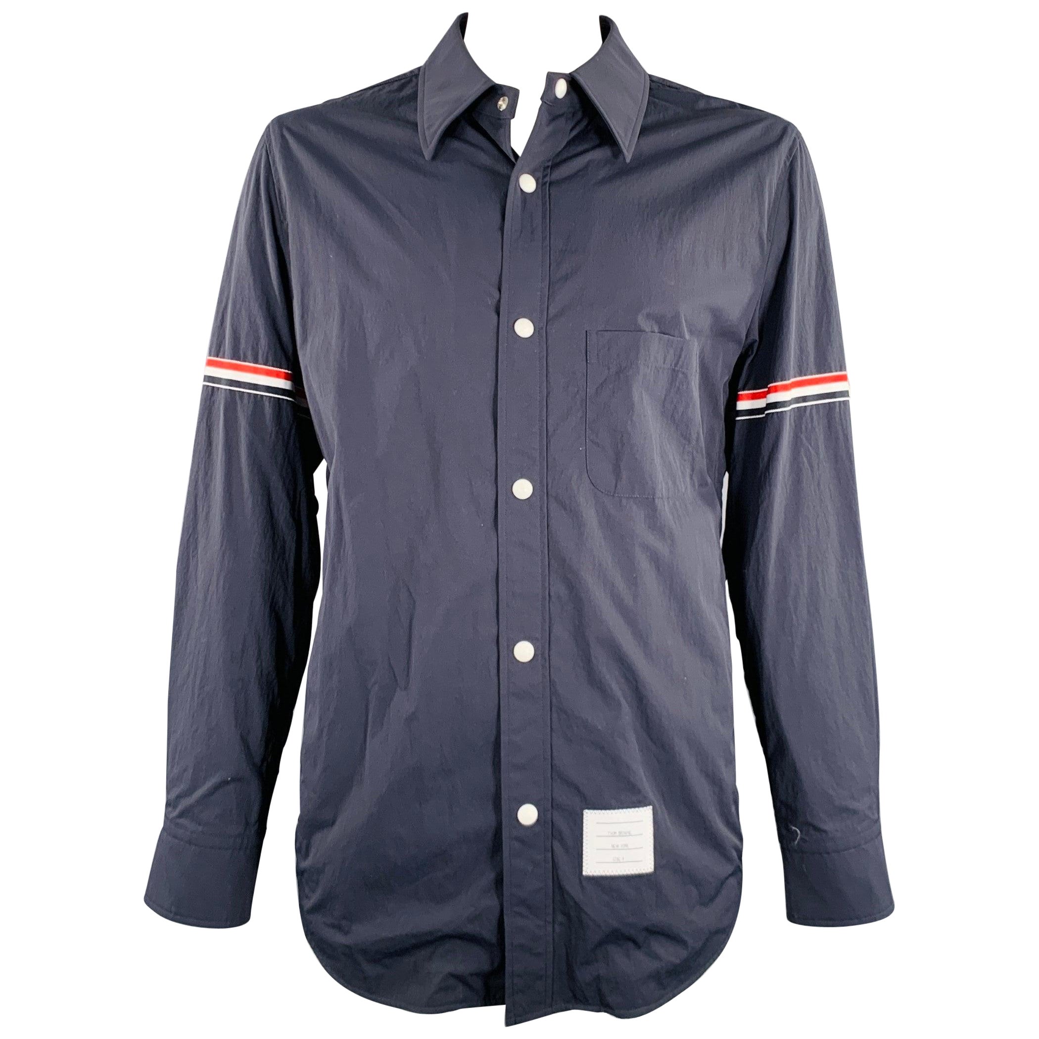 THOM BROWNE - Giacca camicia a maniche lunghe in nylon navy taglia XXL