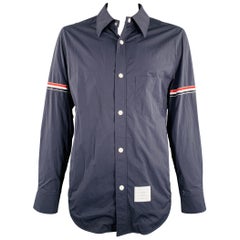 THOM BROWNE - Giacca camicia a maniche lunghe in nylon navy taglia XXL