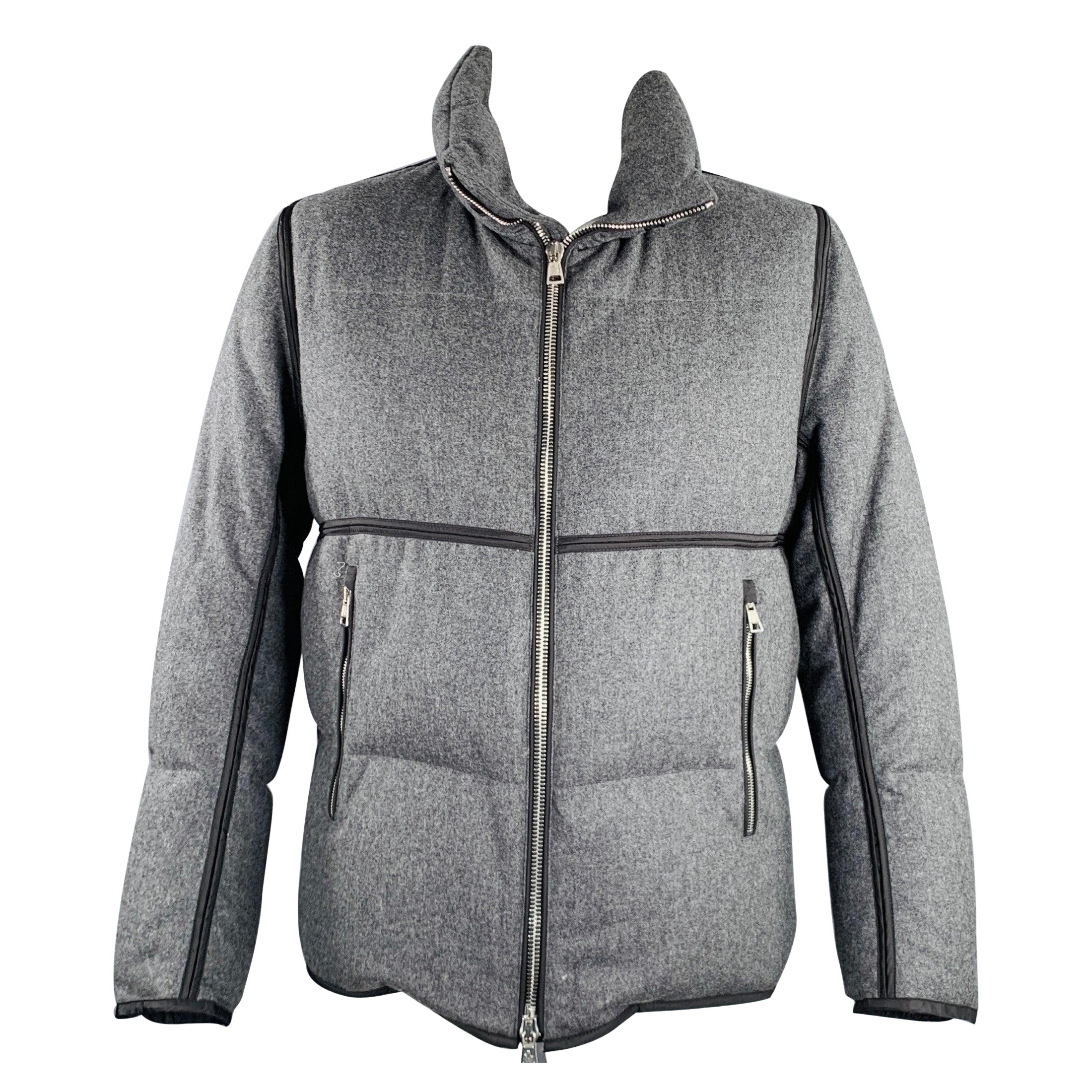 MONCLER Talla XXXL Gris Chaqueta acolchada de lana con cremallera en venta