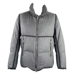 Moncler Taglia XXXL Giacca trapuntata in lana grigia con zip