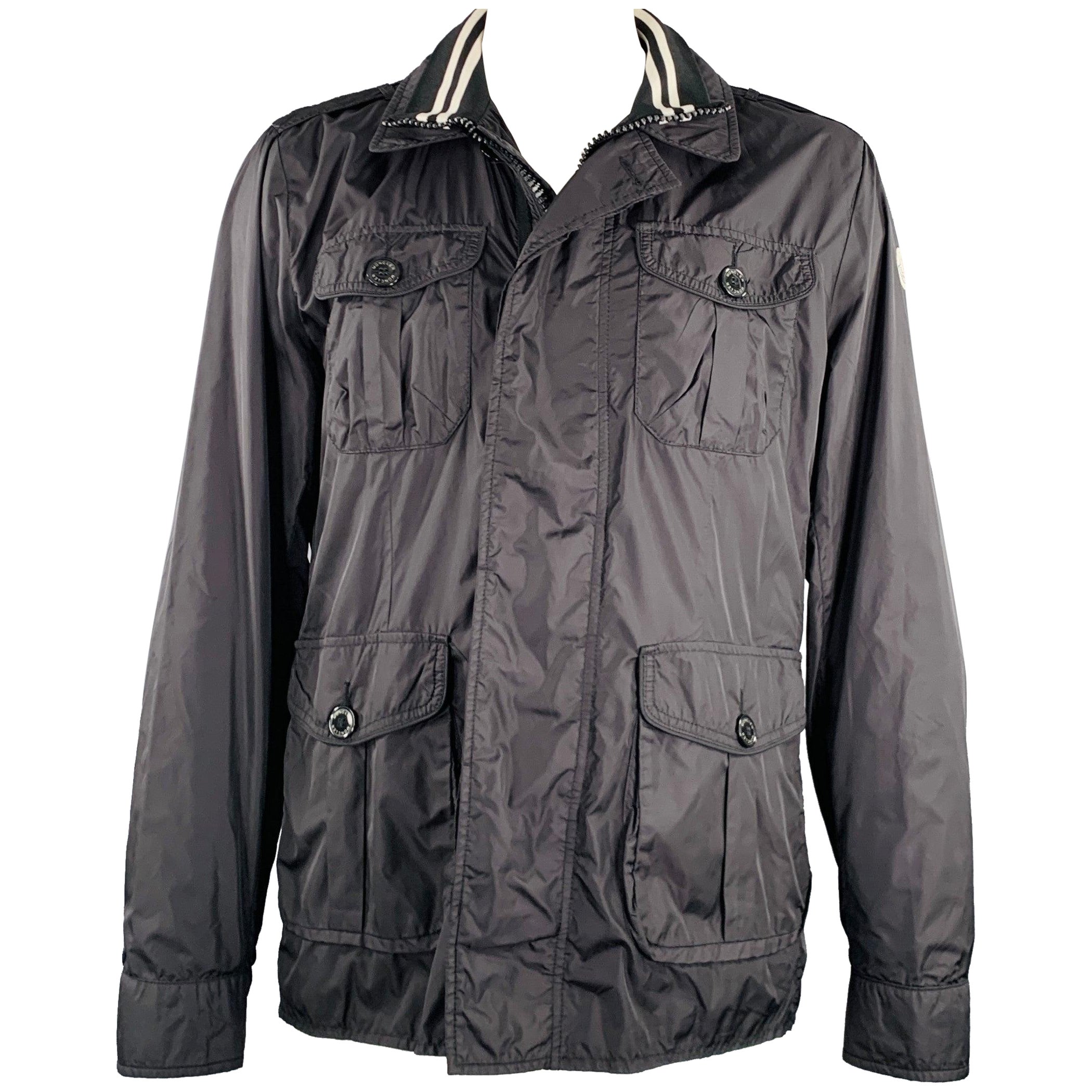 MONCLER Size XXXL Black White Polyamide Jacket For Sale