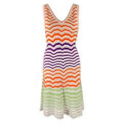 M MISSONI Taille 4 Multi Color Viscose Blend Zig Zag Sleeveless Dress (Robe sans manches)
