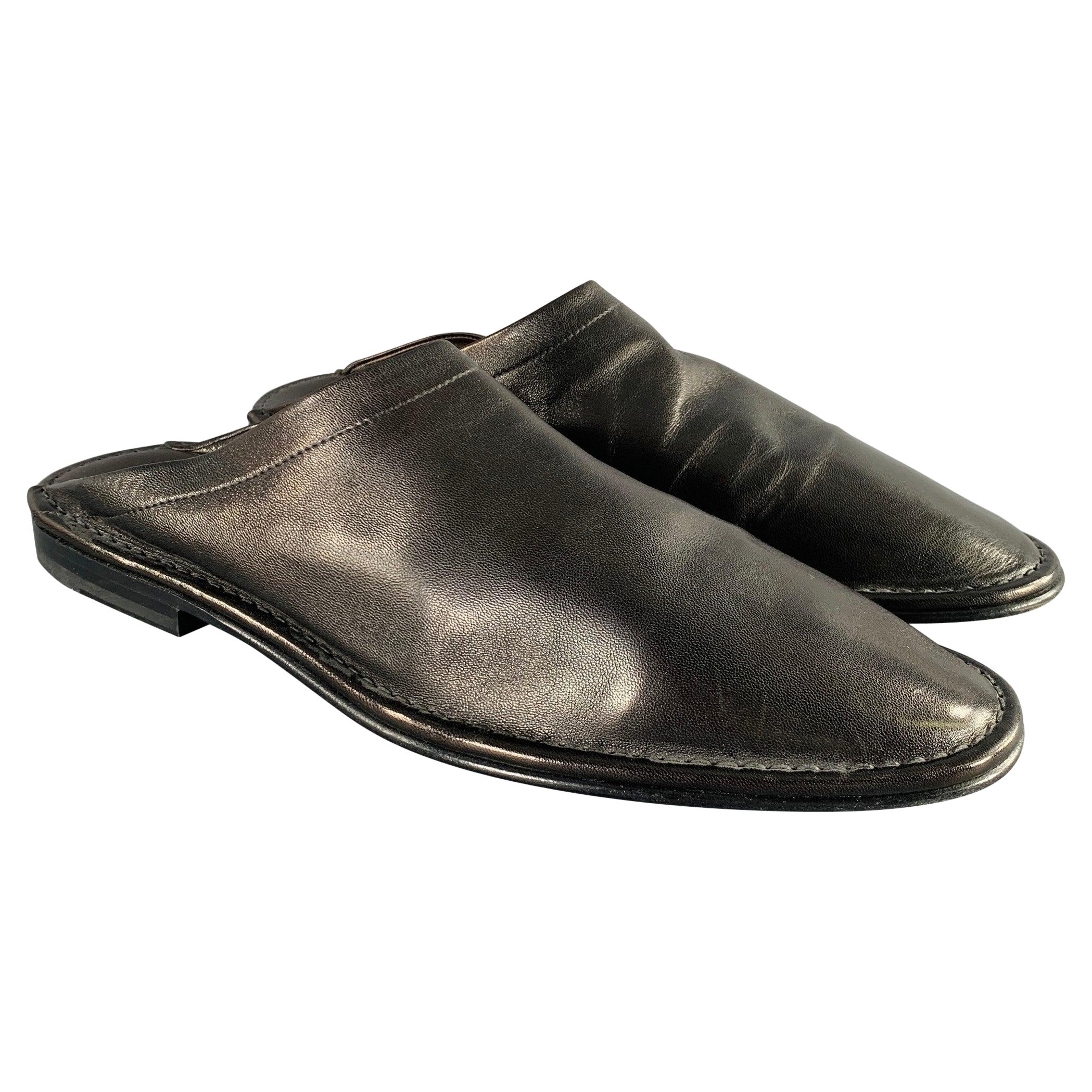 PIERRE HARDY Size 12 Black Leather Slip On Loafers For Sale