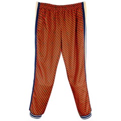 GUCCI Size M Red Green Stripe Polyester Cotton Joggers Casual Pants