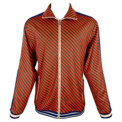 GUCCI Size M Red Green Stretch Polyester Cotton Technical Jersey Jacket