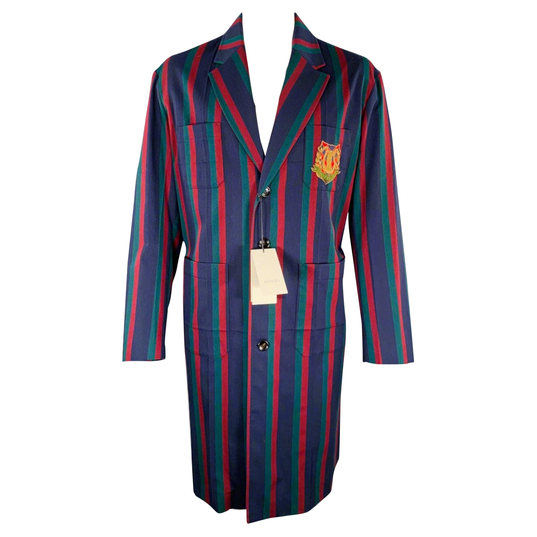 GUCCI 2019 Taille 42 - Manteau en laine à rayures noires et bourgognes
