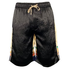 GUCCI Talla 28 Negro Beige Monograma Bellota Acetato Joggers Shorts
