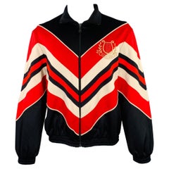 GUCCI  2019 Size S Black Red Embroidery Polyester Cotton Zip Up Jacket