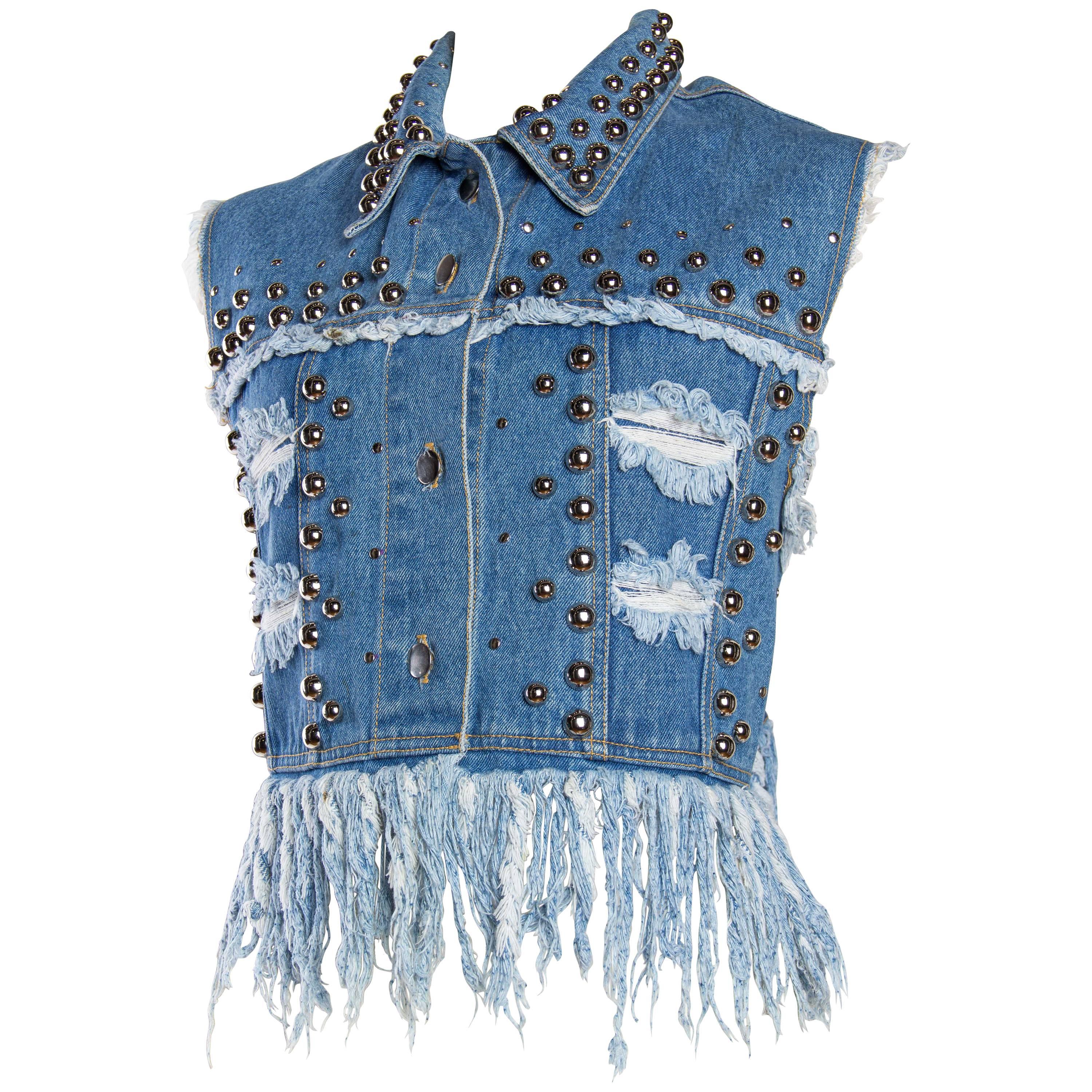 Chrome Studded Denim Vest