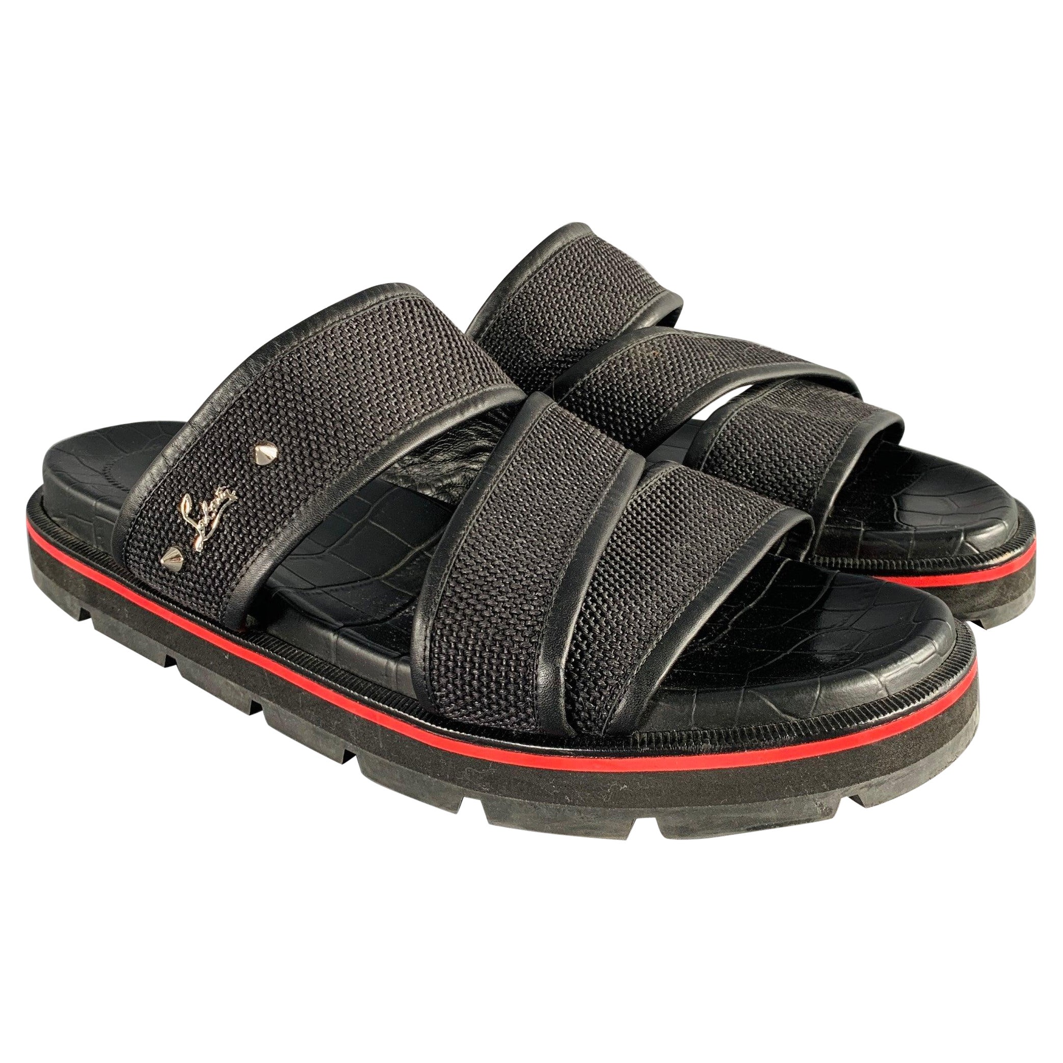 CHRISTIAN LOUBOUTIN Taille 9 Sandales en cuir texturé noir