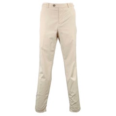 BRUNELLO CUCINELLI Taille 36 Casual Pantalon plat à l'avant en coton mélangé pierre beige