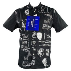 JUNYA WATANABE Größe XL Schwarz Weiß Basquiat Grafik Baumwolle Kurzarmhemd