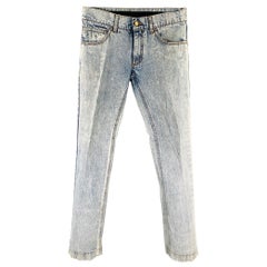 DOLCE & GABBANA Size 32 Blue White Acid Wash Cotton Slim Jeans