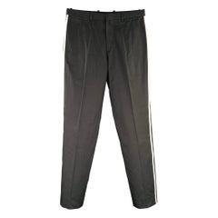 JIL SANDER Taille 30 Pantalon habillé à rayures verticales en coton noir et blanc à devant plat