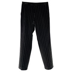 HUGO BOSS Size 30 Black Grey Pinstripe Cotton Velvet Dress Pants